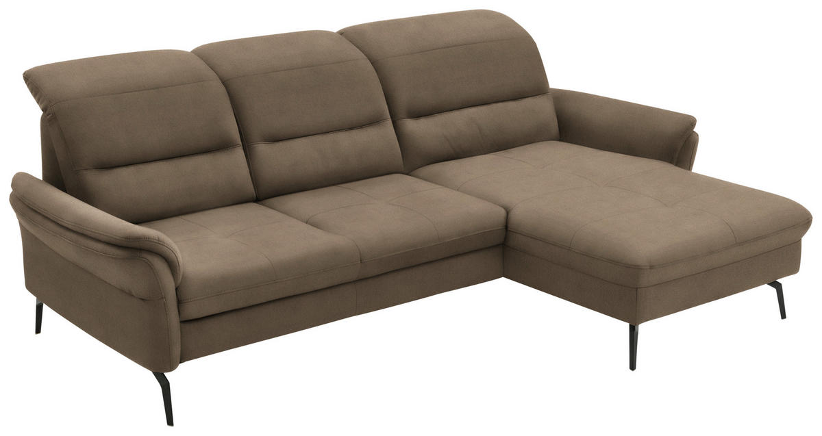 ECKSOFA in Flachgewebe Greige  260/181 cm  - Greige/Schwarz, KONVENTIONELL, Textil/Metall (260/181cm) - Beldomo Speed