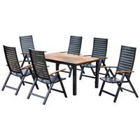 GARTENSET 7-teilig Akaziemassiv Aluminium ,[ ]}7-teilig  - Graphitfarben/Naturfarben, MODERN, Holz/Metall - Gardenson