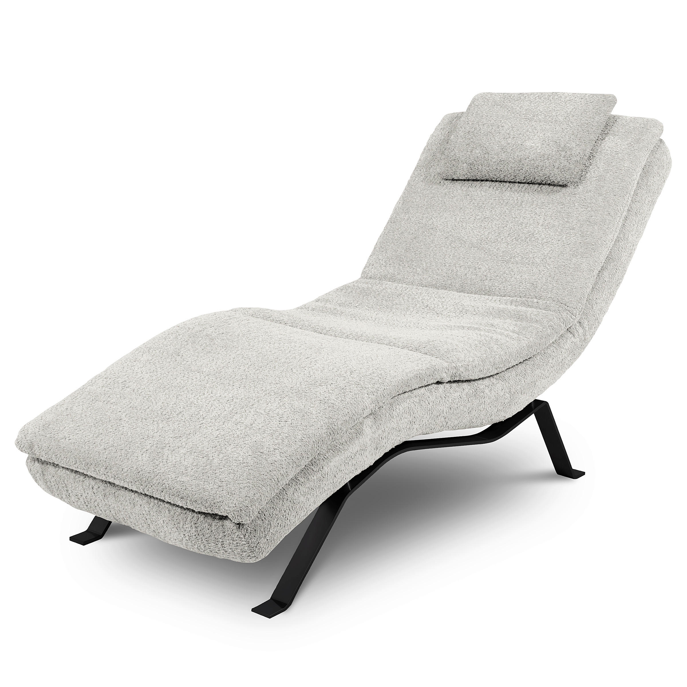 RELAXLIEGE Echtleder Hellgrau  - Hellgrau/Schwarz, Design, Leder/Metall (65/95/171cm) - Celina Home