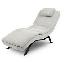RELAXLIEGE Echtleder Hellgrau  - Hellgrau/Schwarz, Design, Leder/Metall (65/95/171cm) - Celina Home