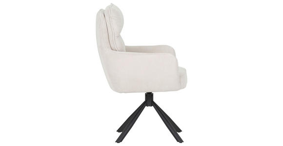 ARMLEHNSTUHL  Stoffauswahl, Sitzfläche 360° drehbar, automatische Rückholfunktion Cord  - Beige/Schwarz, Design, Textil/Metall (60/95/62cm) - Novel