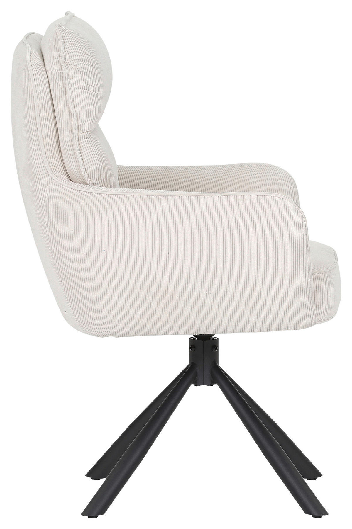 ARMLEHNSTUHL  Stoffauswahl, Sitzfläche 360° drehbar, automatische Rückholfunktion Cord  - Beige/Schwarz, Design, Textil/Metall (60/95/62cm) - Novel