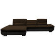 ECKSOFA in Mikrofaser Braun  - Schwarz/Braun, Design, Textil/Metall (204/341cm) - Xora