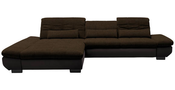 ECKSOFA in Mikrofaser Braun  - Schwarz/Braun, Design, Textil/Metall (204/341cm) - Xora