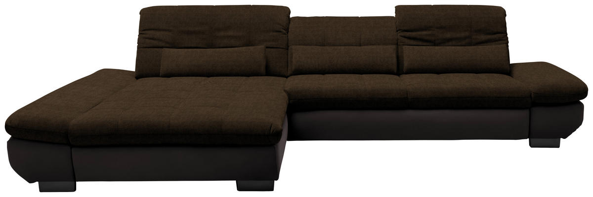 ECKSOFA in Mikrofaser Braun  - Schwarz/Braun, Design, Textil/Metall (204/341cm) - Xora