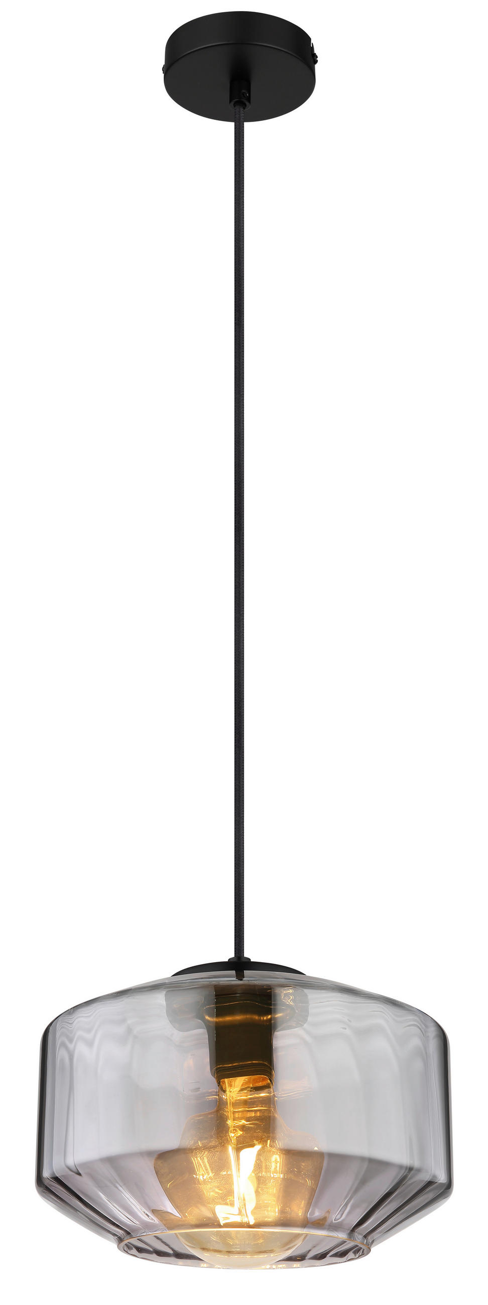 HÄNGELEUCHTE 24/120 cm    - Schwarz, Design, Glas/Metall (24/120cm) - Globo
