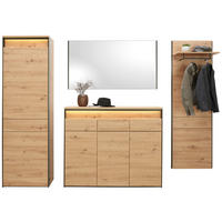 GARDEROBE 4-teilig  in 248/200/38 cm  - Schwarz/Eiche Artisan, KONVENTIONELL, Glas/Holzwerkstoff (248/200/38cm) - Voleo