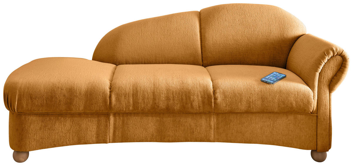 OTTOMANE in Mikrofaser Goldfarben  - Wildeiche/Goldfarben, Konventionell, Holz/Textil (190/84/86cm) - Livetastic