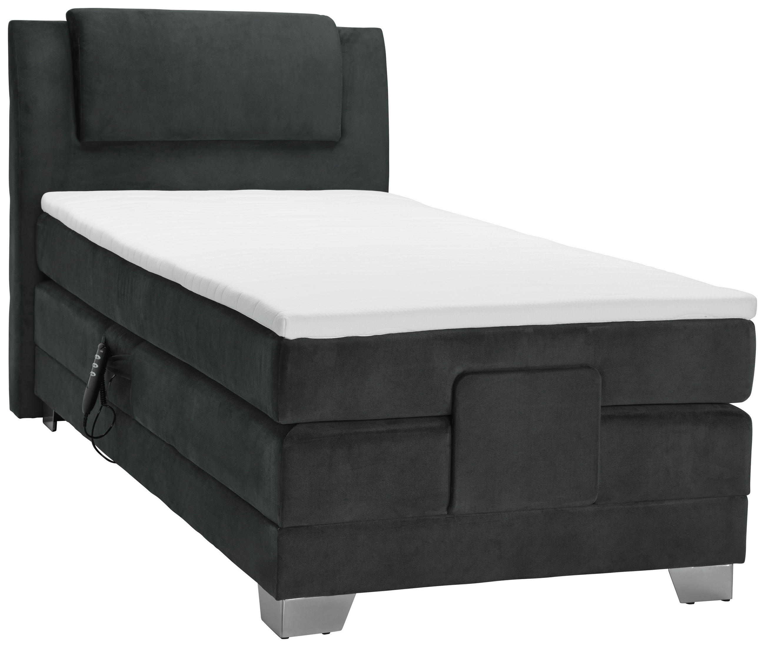 BOXSPRINGBETT 100/200 cm  in Schwarz  - Silberfarben/Schwarz, KONVENTIONELL, Kunststoff/Textil (100/200cm) - Esposa