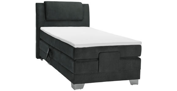 BOXSPRINGBETT 100/200 cm  in Schwarz  - Silberfarben/Schwarz, KONVENTIONELL, Kunststoff/Textil (100/200cm) - Esposa