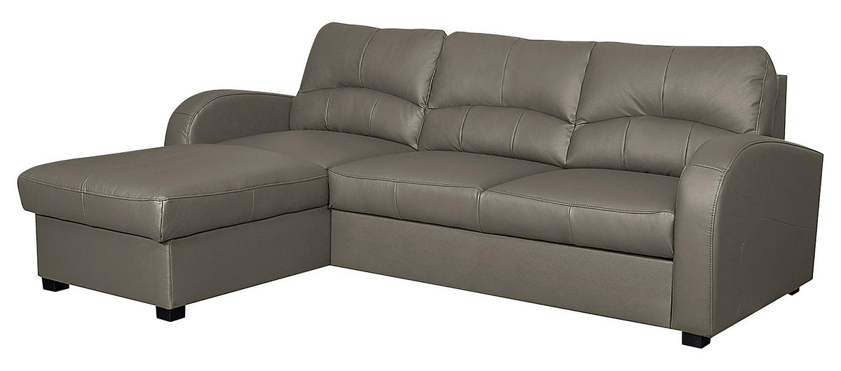 ECKSOFA in Lederlook Echtleder Schlammfarben  - Schlammfarben/Schwarz, Design, Leder/Kunststoff (168/227cm) - Livetastic