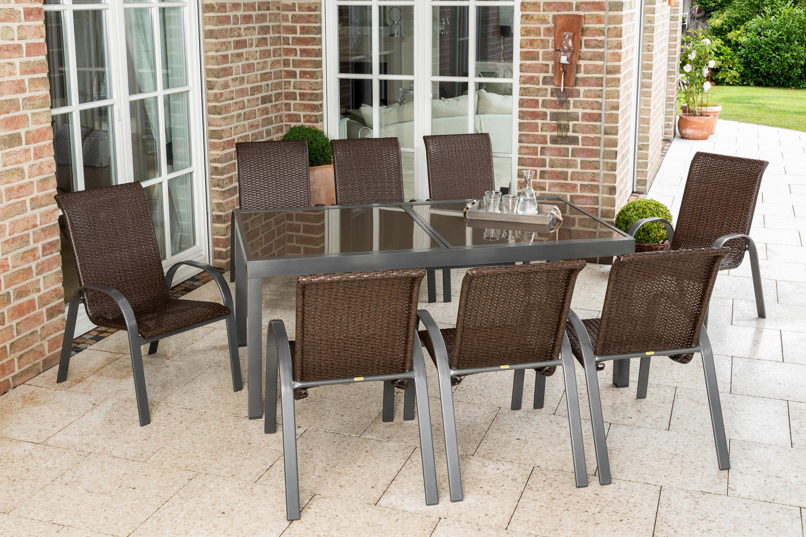 GARTENSET 9-teilig  - Graphitfarben/Braun, MODERN, Kunststoff/Metall - Gardenson