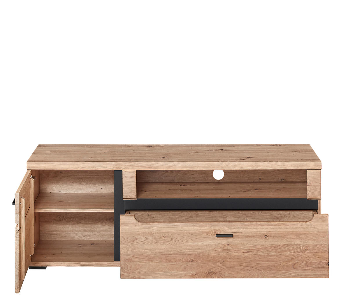 KOMODA POD TELEVIZI, 150/55/42 cm - černá/barvy jasanu, Basics, kov/kompozitní dřevo (150/55/42cm) - Cantus