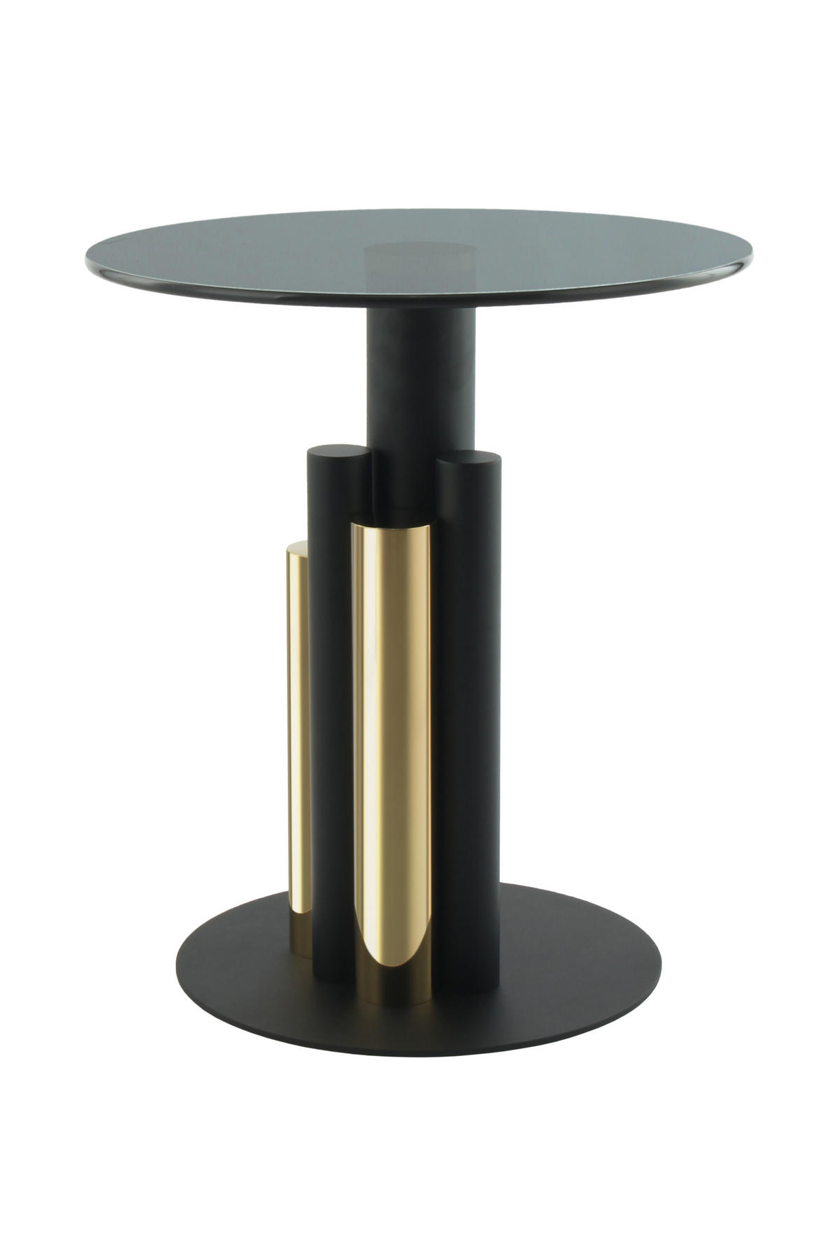 BEISTELLTISCH 46/46/52 cm Grau, Goldfarben rund  - Goldfarben/Grau, Design, Glas/Metall (46/46/52cm) - Kayoom