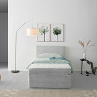 BOXBETT 100/200 cm,  in Silberfarben, H3 = fest  - Silberfarben/Schwarz, MODERN, Holz/Textil (100/200cm) - MID.YOU