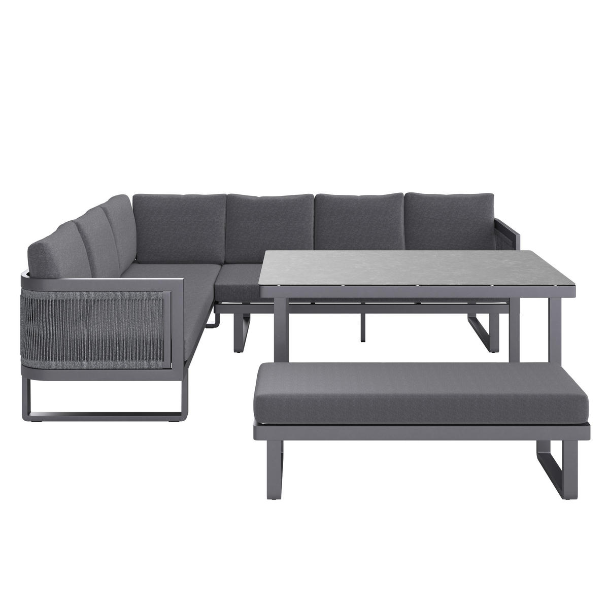 DINING-LOUNGESET 190/240 cm Aluminium  - Anthrazit, MODERN, Glas/Kunststoff (190/240cm) - Ambia Garden