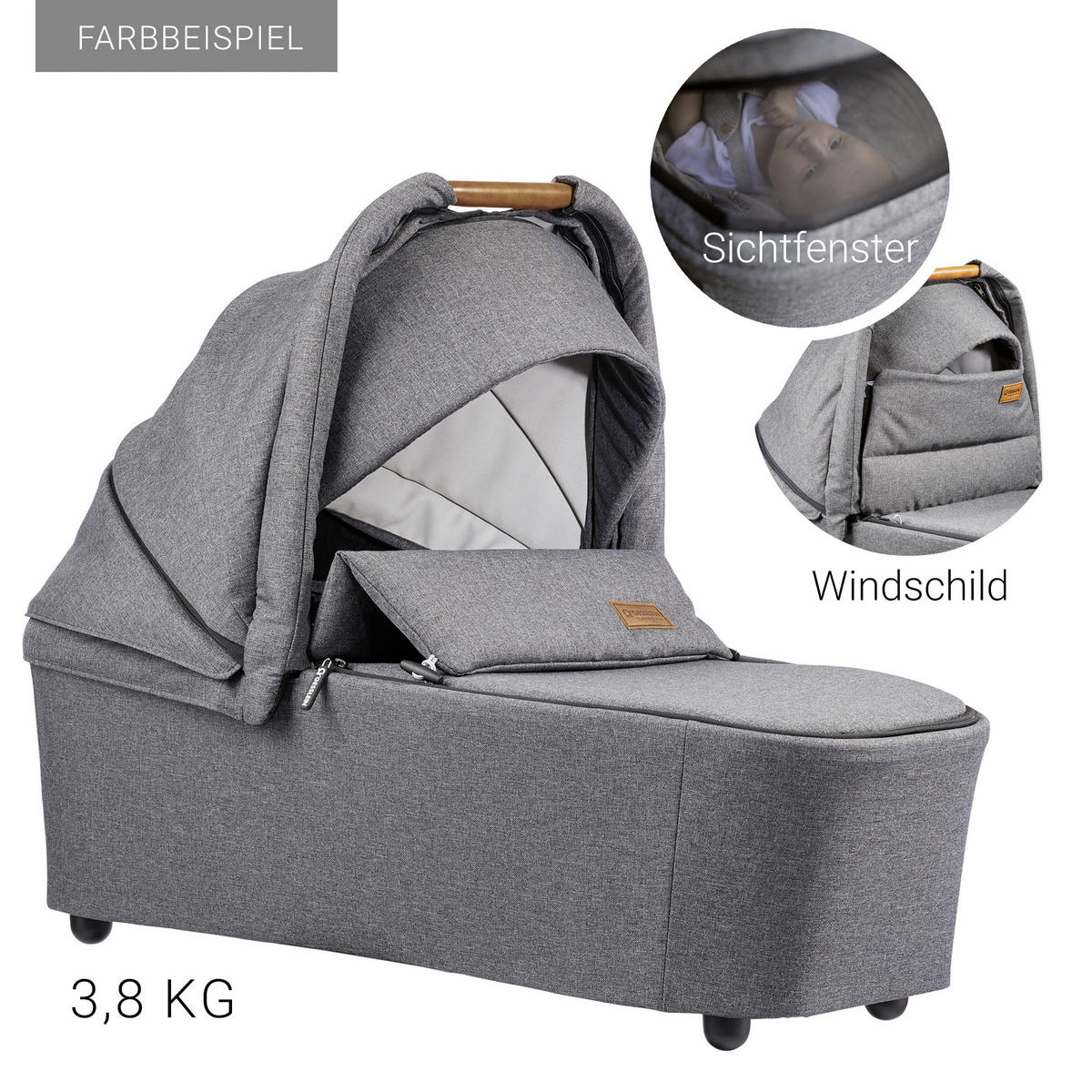 KINDERWAGENSET  FX4 Classic   - Silberfarben/Schwarz, Basics, Leder/Textil (57/129/100cm) - Gesslein