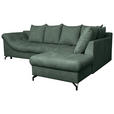 ECKSOFA Dunkelgrün Struktur - Dunkelgrün/Schwarz, KONVENTIONELL, Textil/Metall (274/194cm) - Carryhome