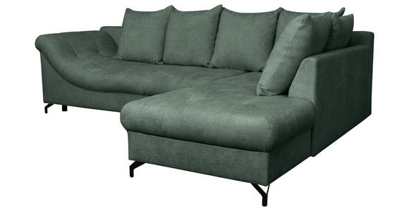 ECKSOFA Dunkelgrün Struktur - Dunkelgrün/Schwarz, KONVENTIONELL, Textil/Metall (274/194cm) - Carryhome