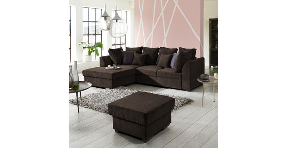 ECKSOFA in Cord Dunkelbraun  - Dunkelbraun/Schwarz, Design, Kunststoff/Textil (174/259cm) - Cantus