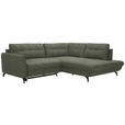 ECKSOFA in Flachgewebe, Leinenoptik Grün  - Schwarz/Grün, Design, Textil/Metall (247/208cm) - Xora