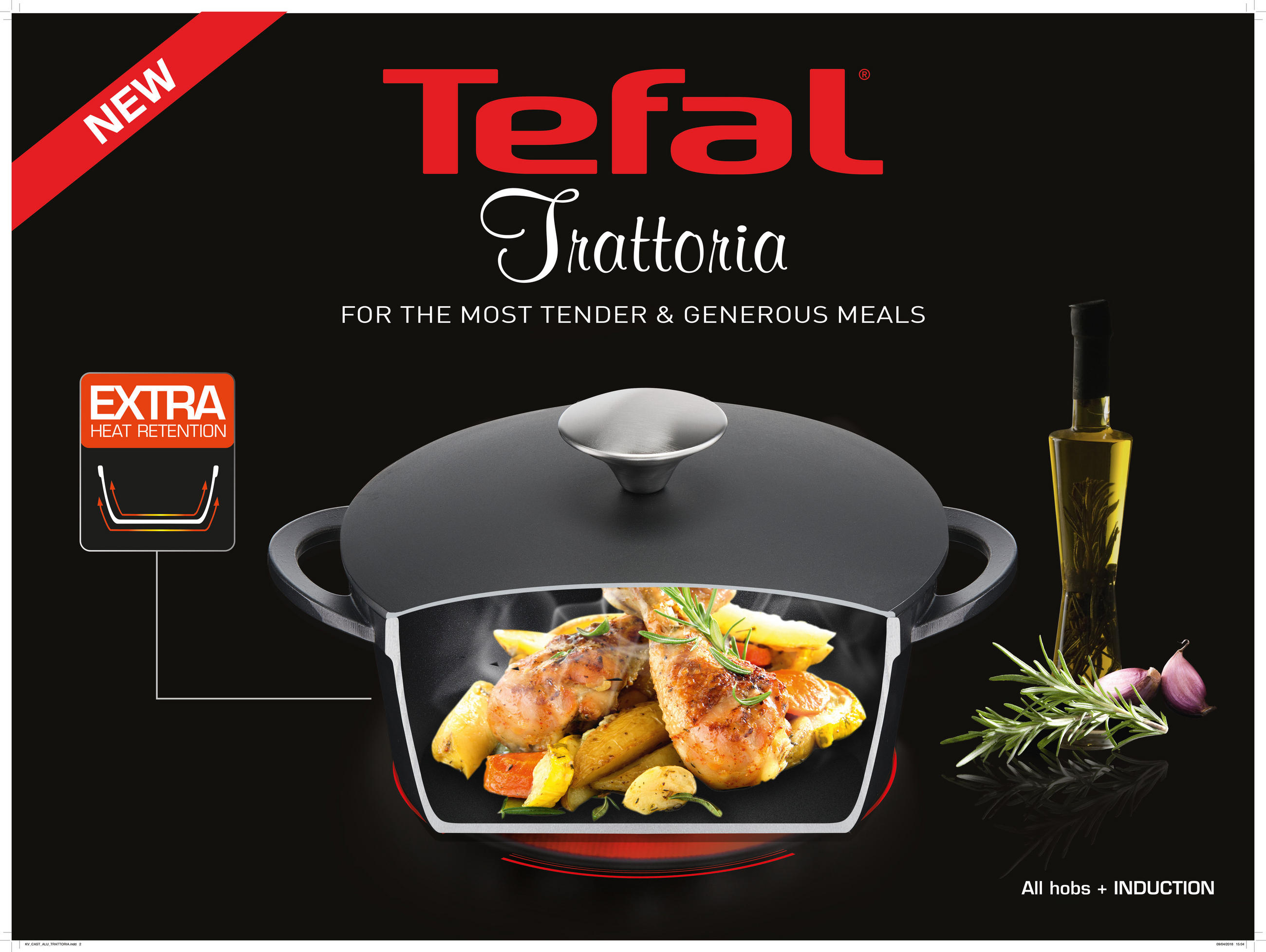 KOCHTOPF TRATTORIA 6,7 L  - Edelstahlfarben/Schwarz, Basics, Metall (34,5/30/14,5cm) - Tefal