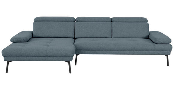 ECKSOFA Ottomane links, Eckteil  More_LZ Blau Webstoff  - Blau/Schwarz, Design, Textil/Metall (188/296cm) - Xora