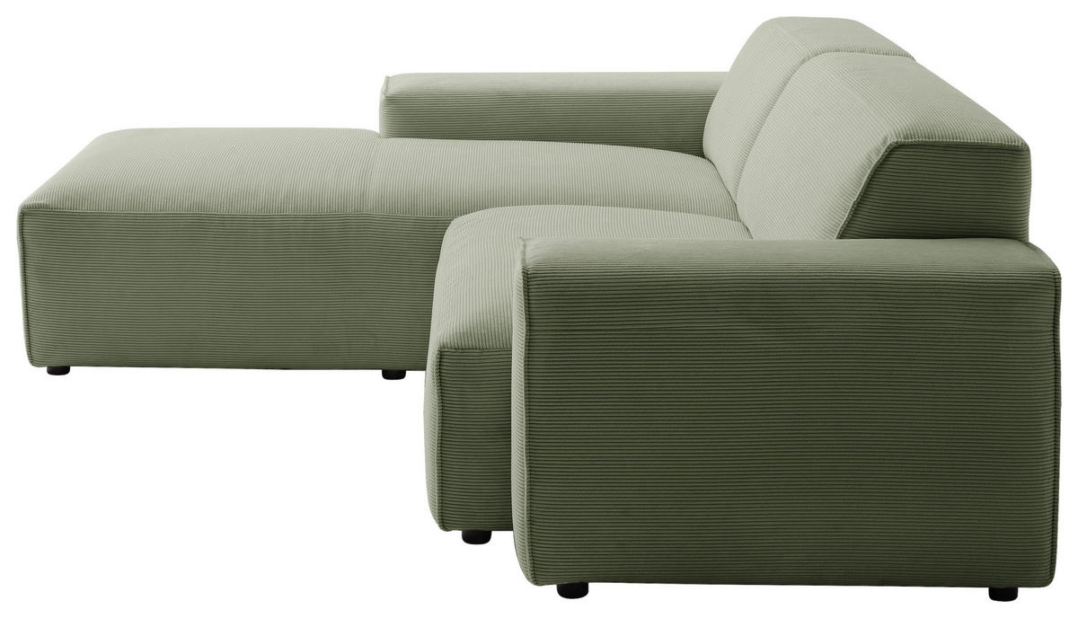 ECKSOFA in Cord Olivgrün  - Schwarz/Olivgrün, Design, Kunststoff/Textil (189/230cm) - Pure Home Lifestyle
