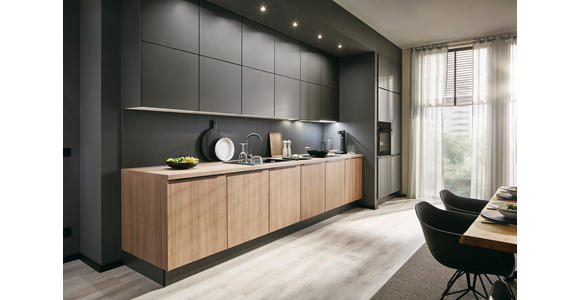 EINBAUKÜCHE   - Eichefarben/Graphitfarben, Design, Holzwerkstoff - Xora
