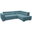 ECKSOFA in Feincord Türkis  284/205 cm  - Türkis/Schwarz, Design, Kunststoff/Textil (284/205cm) - Xora
