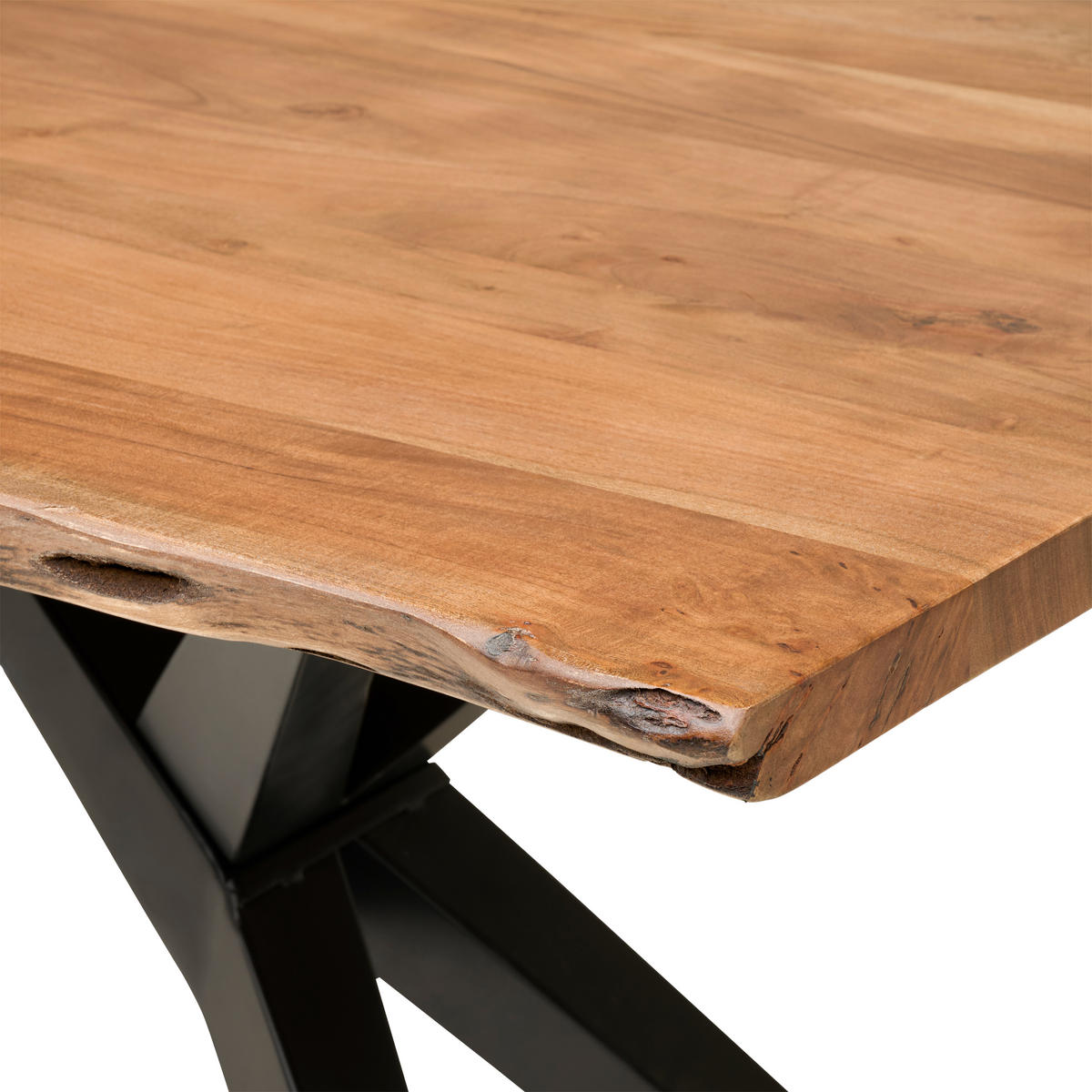 JEDÁLENSKÝ STÔL, akácia, čierna, farba vlašského orecha, 180/90/76 cm - čierna/farba vlašského orecha, Modern, kov/drevo (180/90/76cm) - P & B