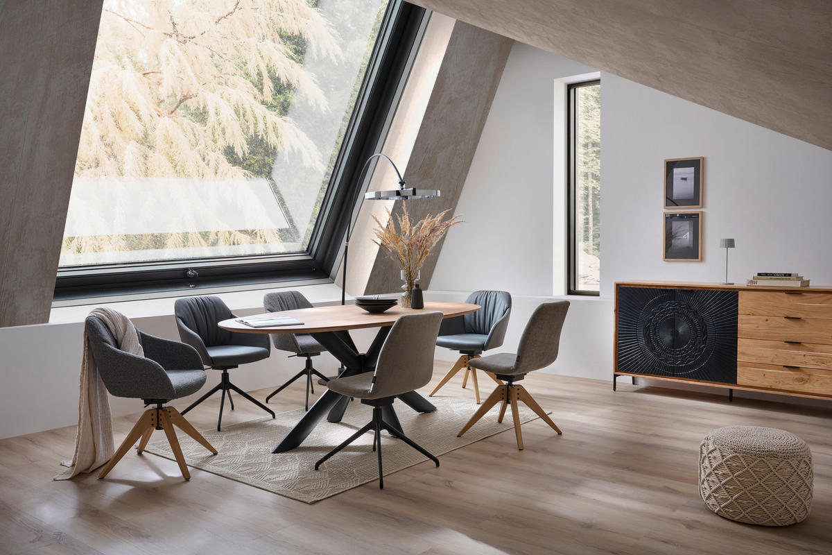 ESSTISCH in Holz, Metall 200/110/75 cm  - Eichefarben/Anthrazit, Design, Holz/Metall (200/110/75cm) - Valnatura