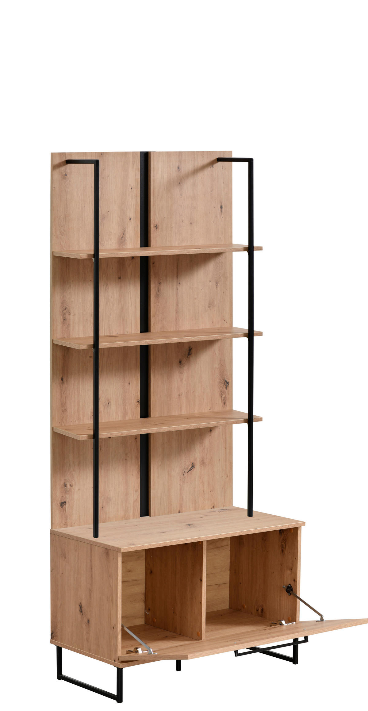VITRÍNA, čierna, farba duba, 85/191,5/42 cm - čierna/farba duba, Basics, kompozitné drevo (85/191,5/42cm) - Xora