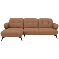 ECKSOFA Flachgewebe Terracotta  - Terracotta/Schwarz, Modern, Textil/Metall (180/282cm) - Novel