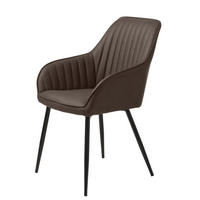 STOL MED ARMSTÖD läderimitation  - svart/mörkbrun, Design, metall/textil (58/84/59cm) - Best Price