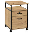 ROLLCONTAINER Schwarz, Eiche Artisan  - Schwarz/Eiche Artisan, Design, Holzwerkstoff/Kunststoff (43/66/45cm) - Carryhome