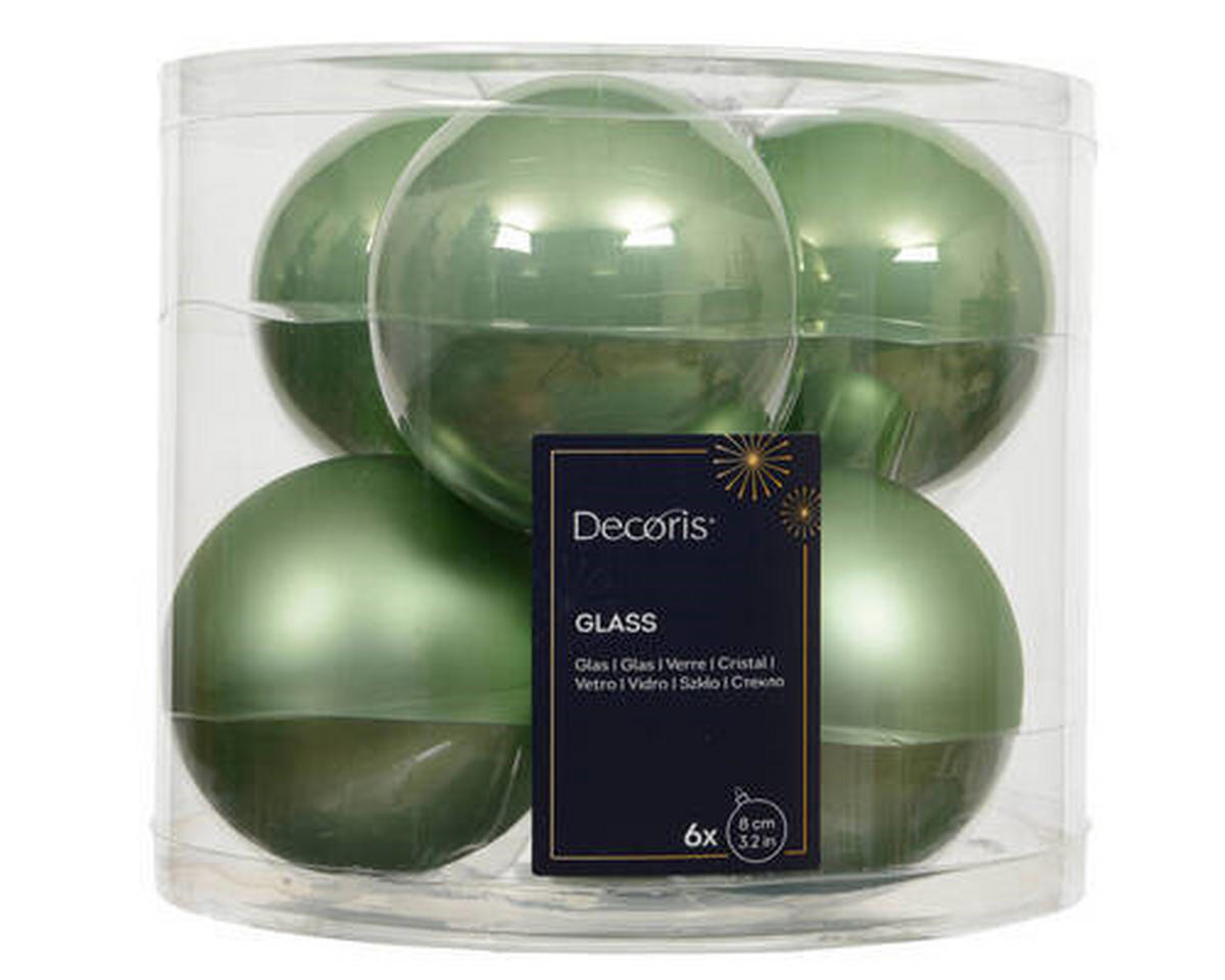 JULGRANSKULOR SET 6 delar  - ljusgrön, Klassisk, glas (8,00/8,00/8,00cm)