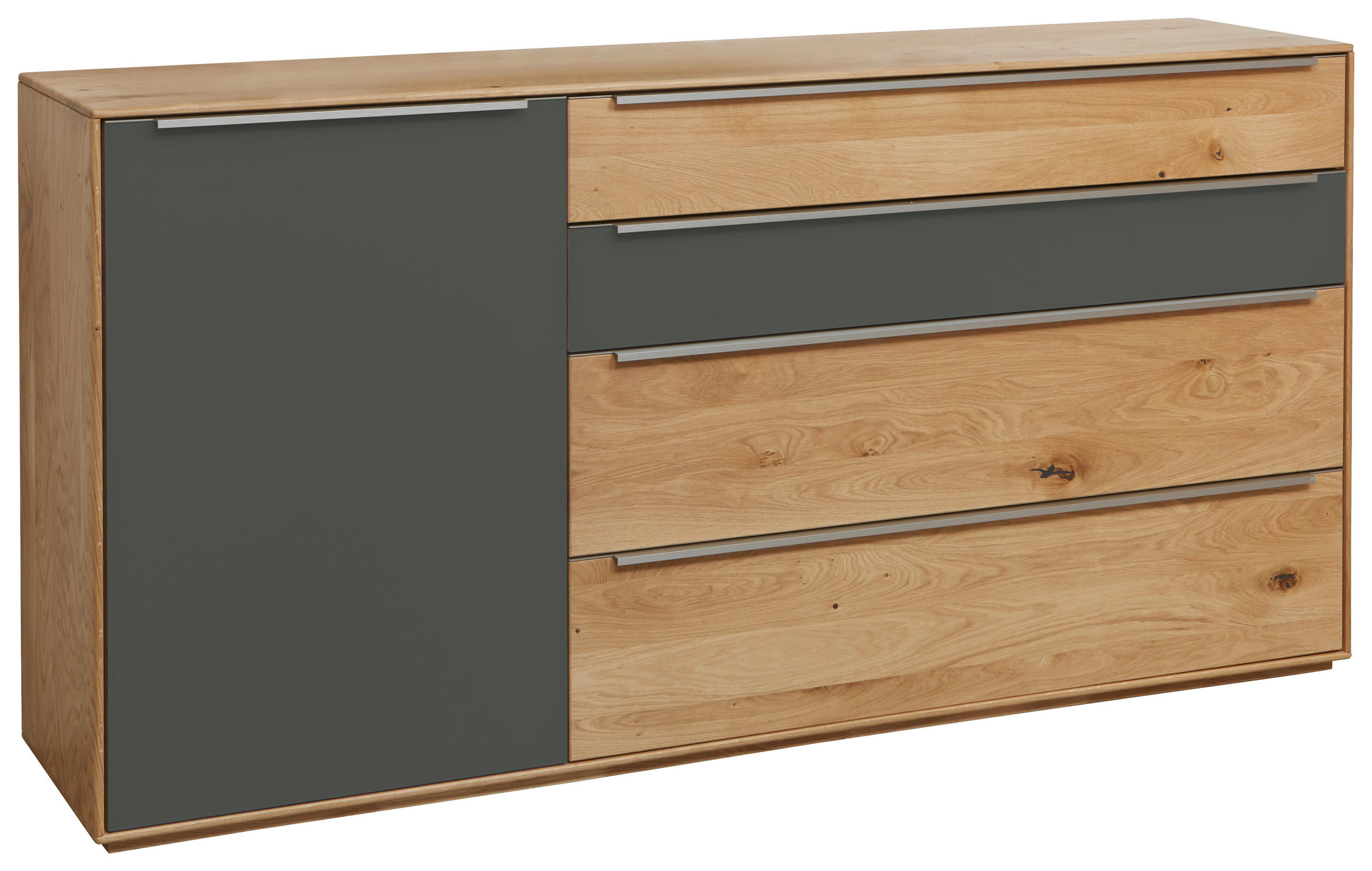 SIDEBOARD Grau, Eichefarben   - Eichefarben/Silberfarben, Design, Glas/Holz (183/91/43cm) - Waldwelt