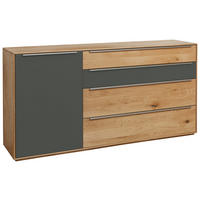 SIDEBOARD Grau, Eichefarben   - Eichefarben/Silberfarben, Design, Glas/Holz (183/91/43cm) - Waldwelt