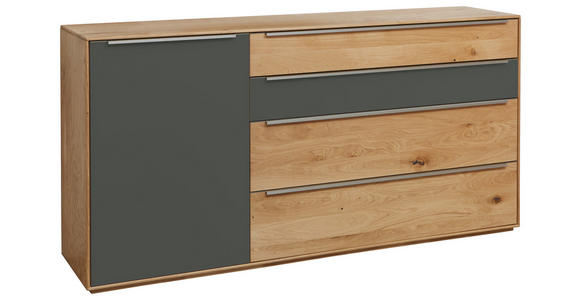 SIDEBOARD in - Eichefarben/Silberfarben, Design, Glas/Holz (183/91/43cm) - Waldwelt