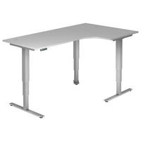 ECKSCHREIBTISCH 200/120/63,5-128,5 cm Grau, Silberfarben elektrisch höhenverstellbar  - Silberfarben/Grau, KONVENTIONELL, Holzwerkstoff/Metall (200/120/63,5-128,5cm) - Venda