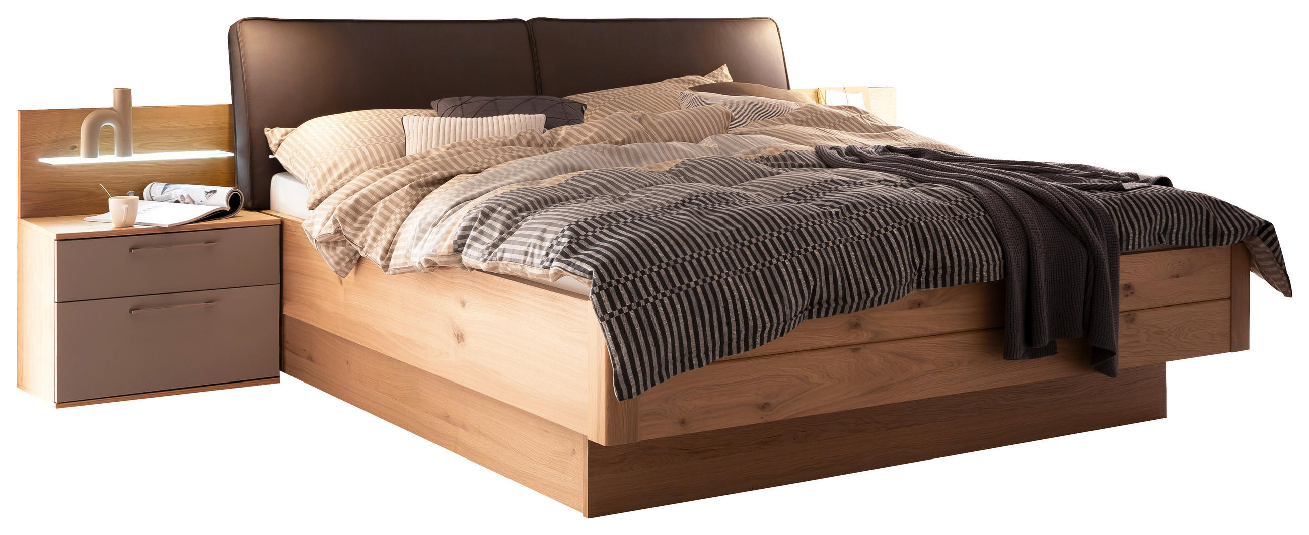 BETTANLAGE 180/200 cm in Taupe, Eichefarben, Dunkelbraun - Taupe/Eichefarben, Design, Holz/Holzwerkstoff (180/200cm) - Schöner Wohnen