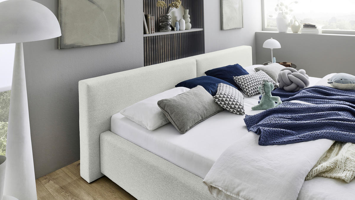 POLSTERBETT 240/200 cm,  in Weiß,  - Weiß, Basics, Textil (240/200cm) - Boxxx