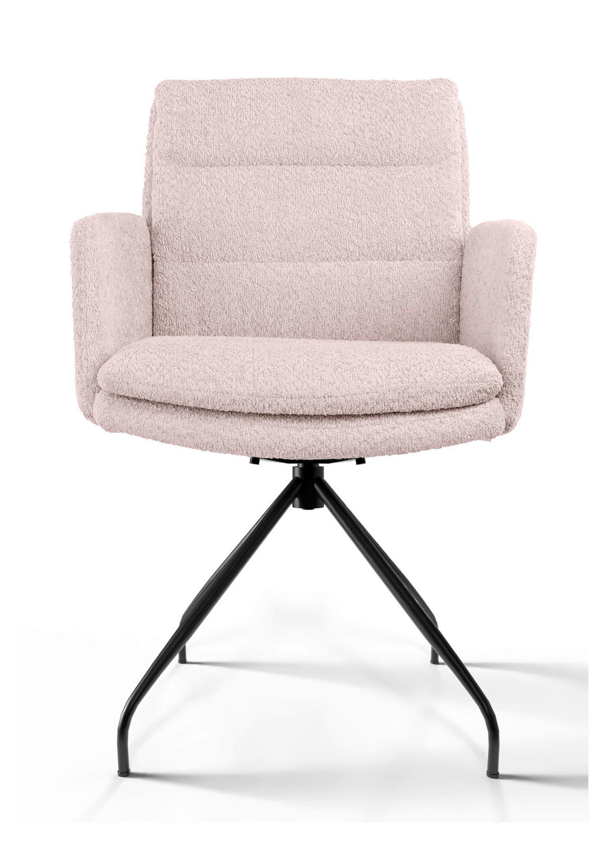 ARMLEHNSTUHL  Beinauswahl, Sitzfläche 360° drehbar, automatische Rückholfunktion, gepolsterte Armlehnen, Stoff-/Lederauswahl Teddystoff  Rosa  - Schwarz/Rosa, Design, Textil/Metall (50/85/64cm) - Johann Jakob