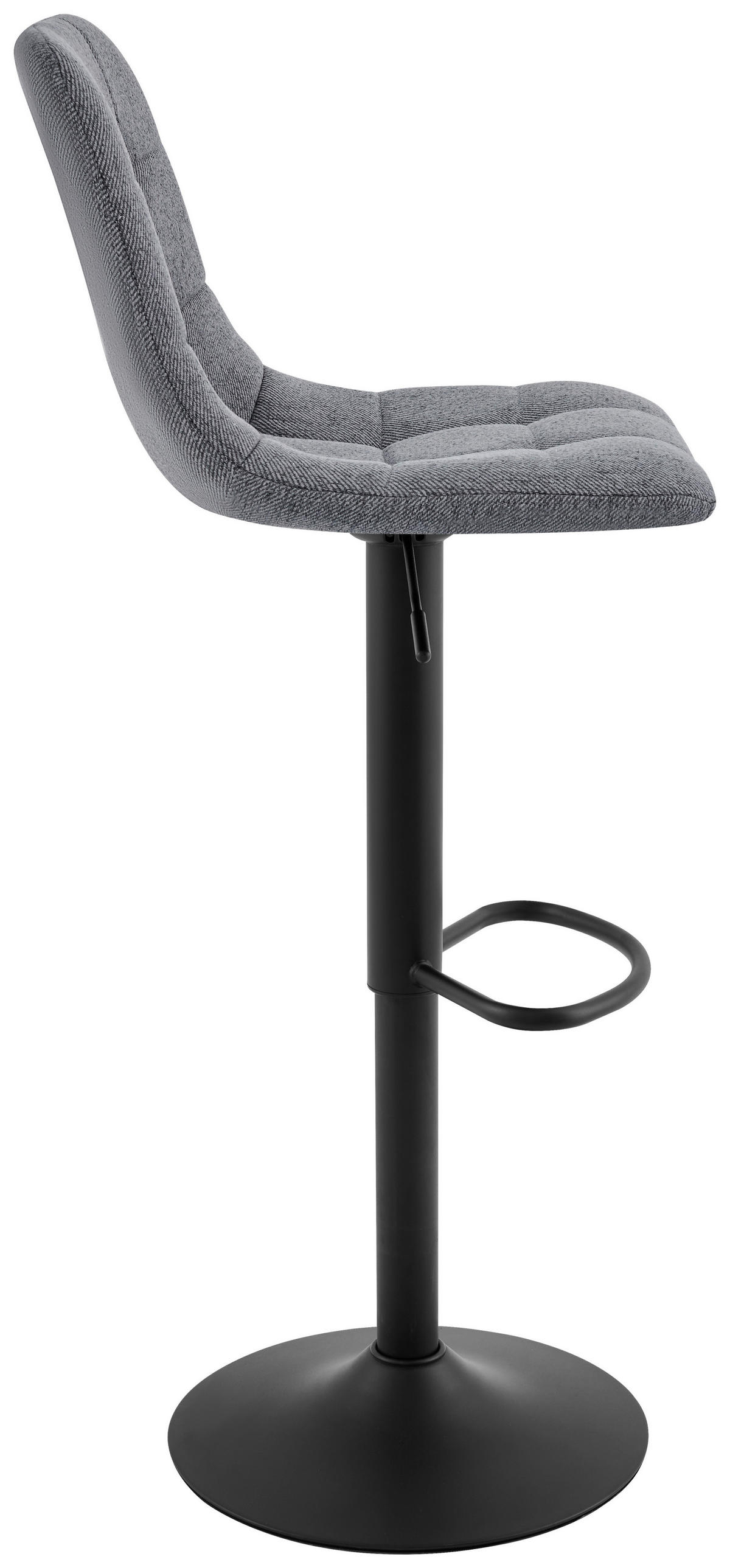 BARHOCKER Webstoff Grau, Schwarz Eisen Sitzfläche 360° drehbar  - Schwarz/Grau, Design, Textil/Metall (43/90-112/47cm) - Stylife