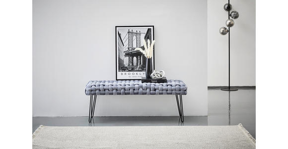 SITZBANK 128/50/45 cm Samt Grau, Schwarz  - Schwarz/Grau, LIFESTYLE, Textil/Metall (128/50/45cm) - Xora