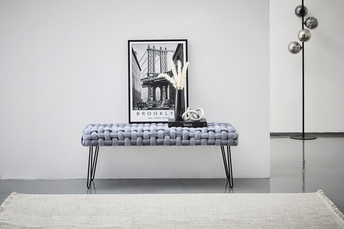 KLOP, kovina, tekstil siva, črna  - črna/siva, Trendi, kovina/tekstil (128/50/45cm) - Xora