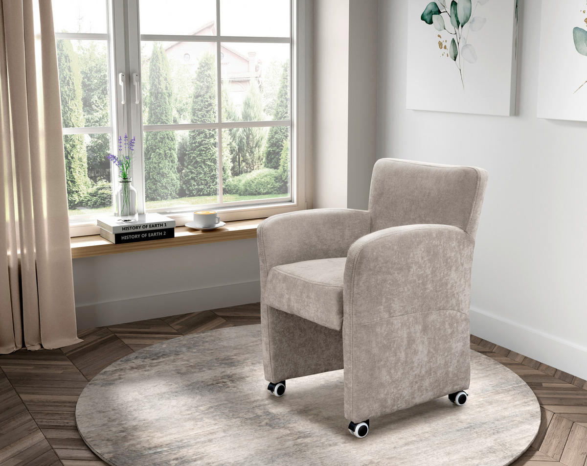 STOLICA SA RUKONASLONOM - boja peska, Moderno, drvo/tekstil (65/85/66cm) - Livetastic