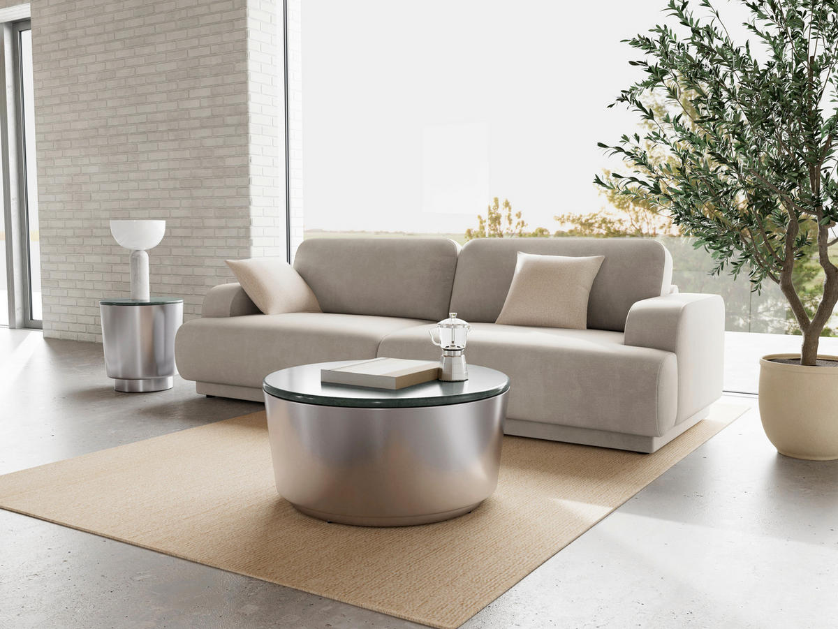 COUCHTISCH Metall, Stein 45/45/51,5 cm  - Grün/Nickelfarben, Design, Stein/Metall (45/45/51,5cm) - MID.YOU