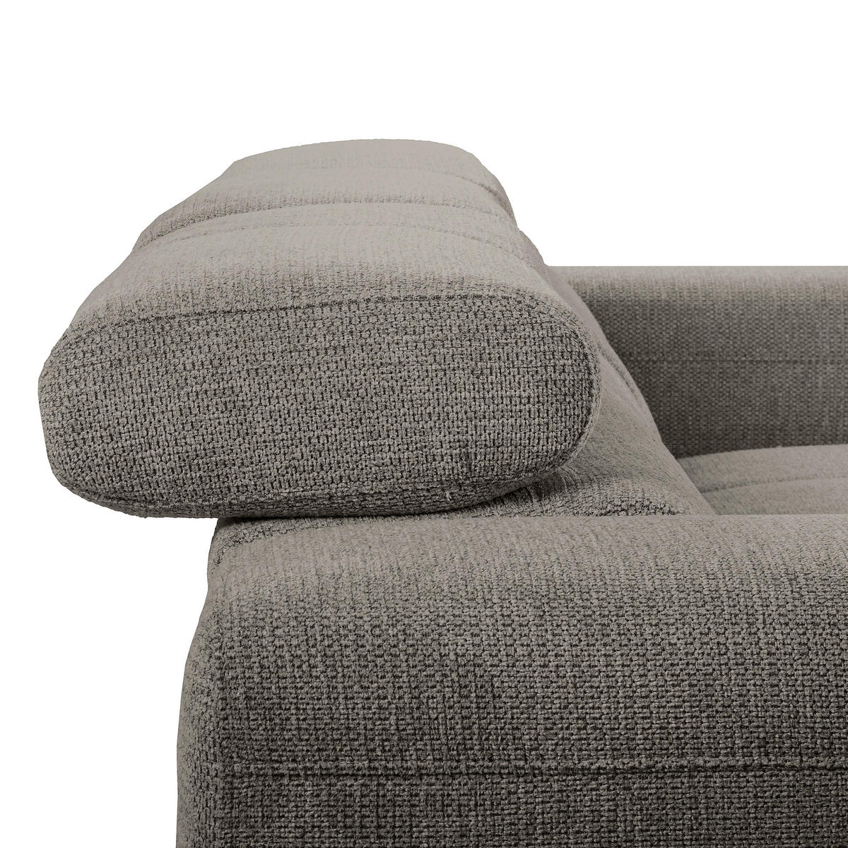 ECKSOFA TORINO Graphitfarben Chenille Bettkasten, Kopfteilverstellung  - Schwarzchrom/Graphitfarben, Design, Textil/Metall (247/173cm) - Livetastic